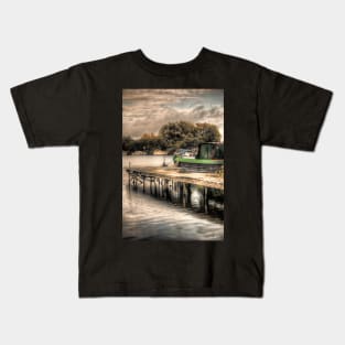 Narrow Boat and Jetty HDR Kids T-Shirt